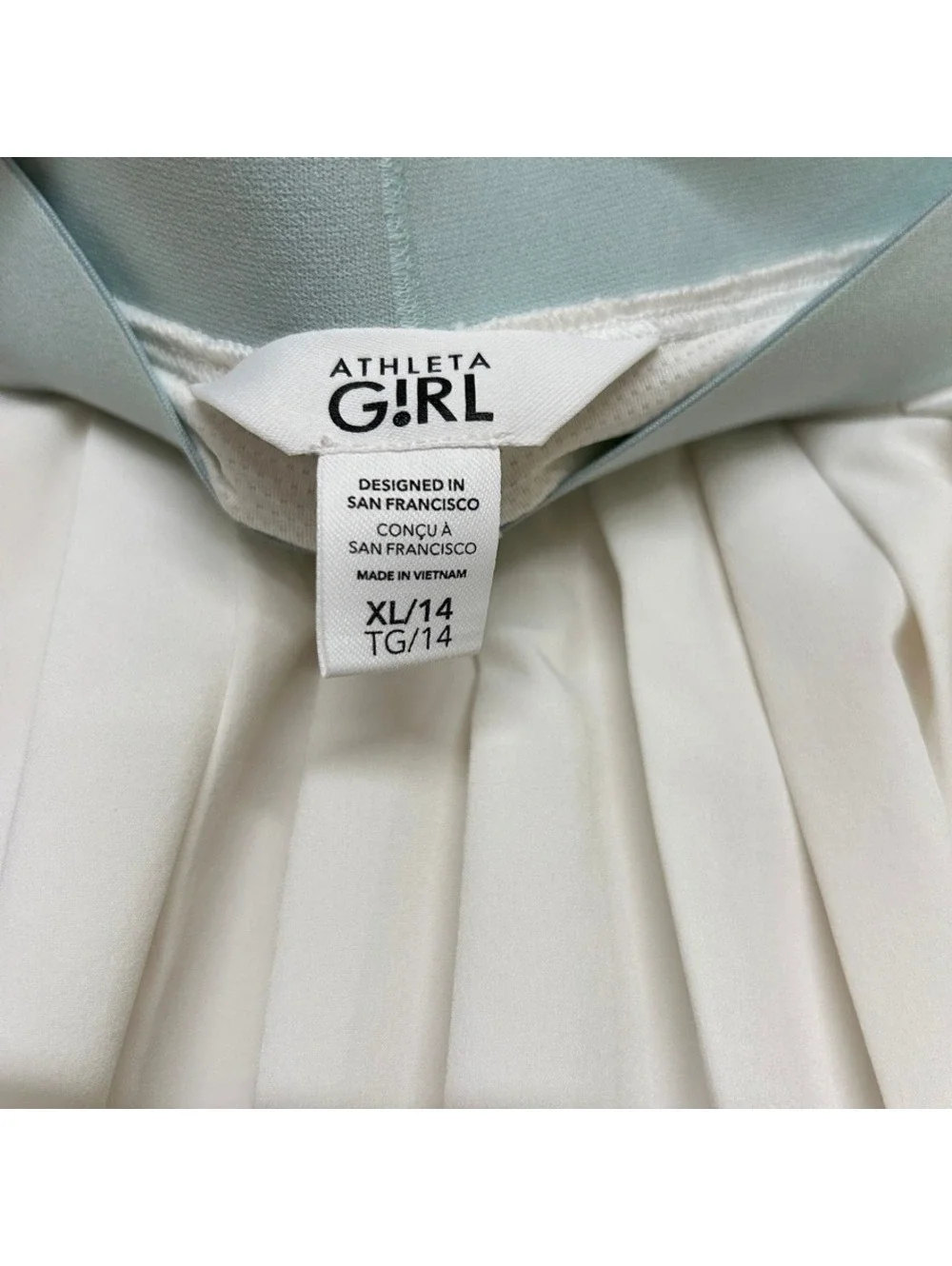 Athleta Girls White Green Seafoam Pleated Colorblock Skort Size XL/14